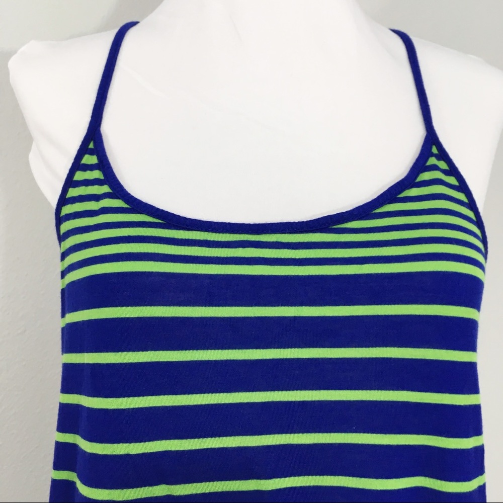 Madewell Blue Green Striped Racerback Tank Top M - Picture 2 of 8
